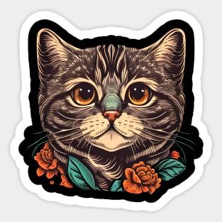 Lady Kitten Cat Flower Lover, Cat Mom Cat Girl Girfs Sticker